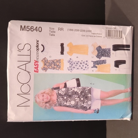 McCall's Easy M5640 Uncut Sewing Pattern Size RR (18W, 20W, 22W, 24W) Top, Tunic - Picture 1 of 4